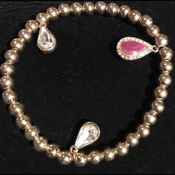 Gold Bead Bracelet With Teardrop Charms - Picture 2 of 3